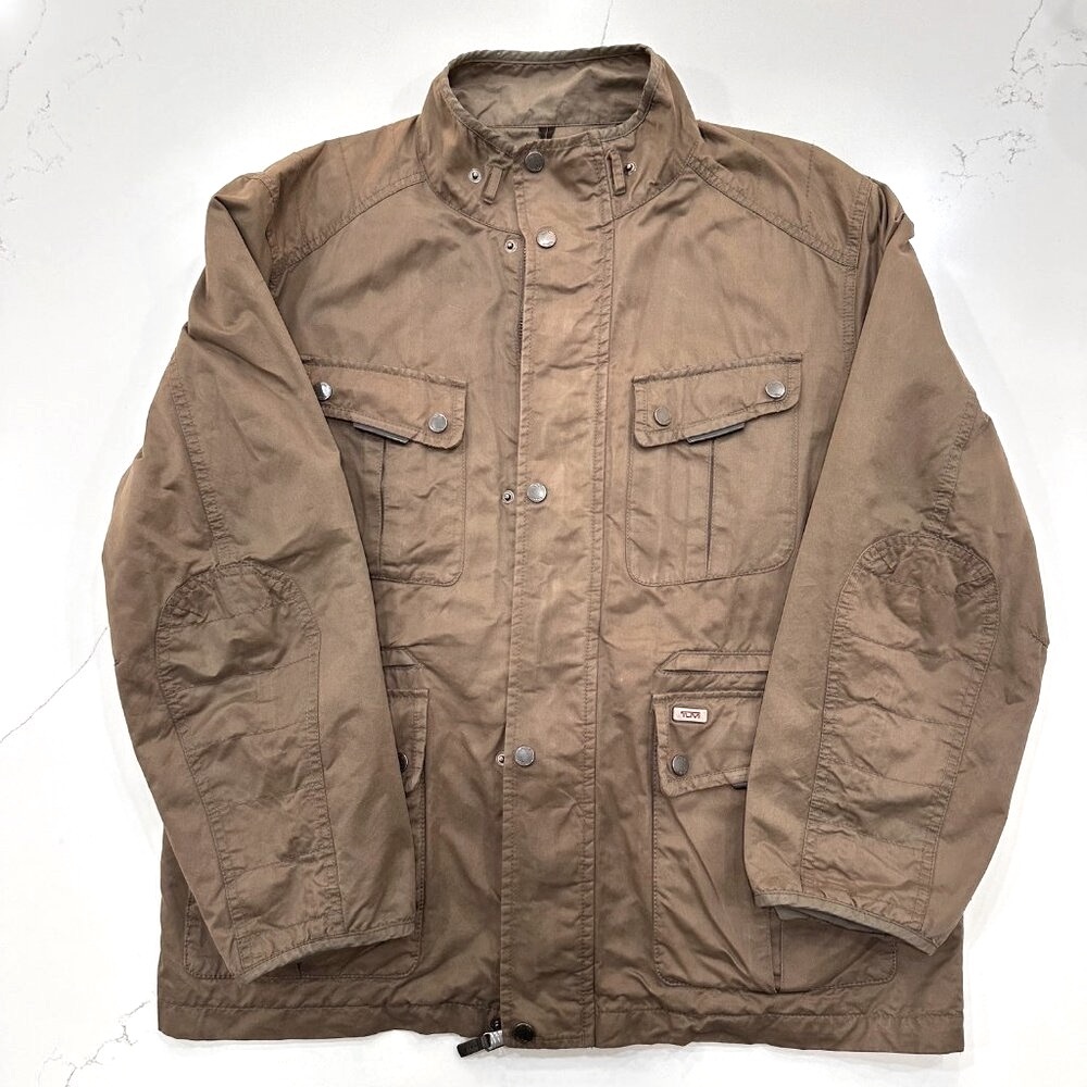 TUMI Men's Olive Green Safari/Military Style Utility Jacket Coat Large